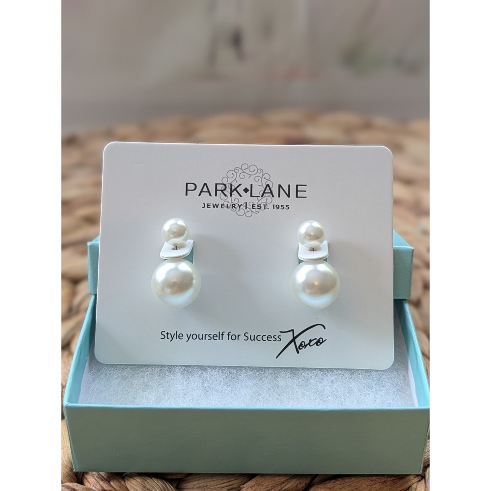Park Lane Dovey Earrings White Pearl Double-Sided Pierced NIB